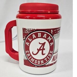 Alabama Crimson Tide Insulated Travel Mug Red White NCAA Football Bama Cup Lid